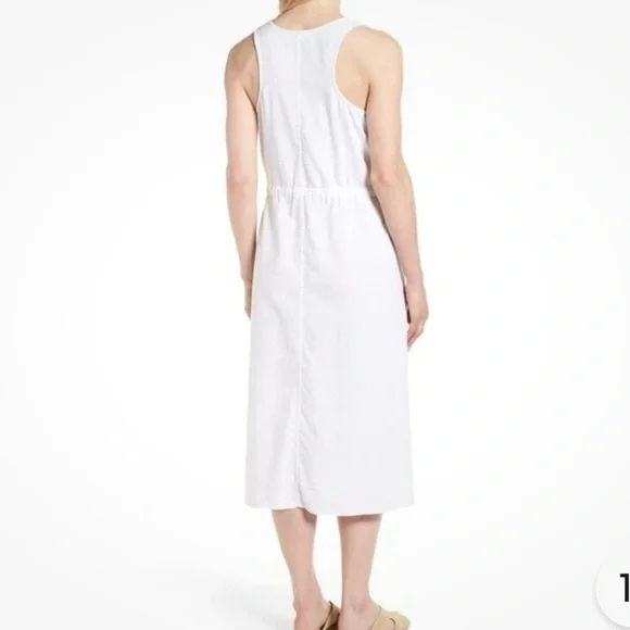 Eileen Fisher White Organic Cotton Drawstring Sleeveless Dress Size S - Picture 2 of 11